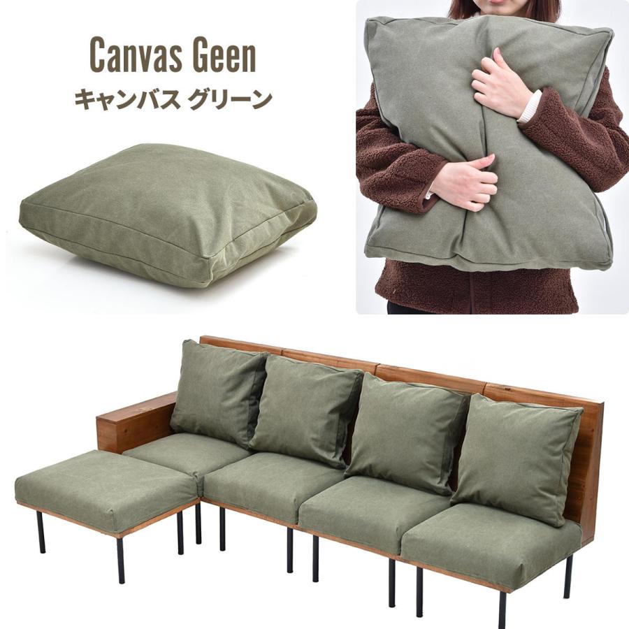 カウチソファー 四人掛け クッション付 脚取り外し フロア ファブリック キャンバス コーデュロイ スチール脚 ベージュ/グリーン/ブラウン リビング ローソファ | ブランド登録なし | 19