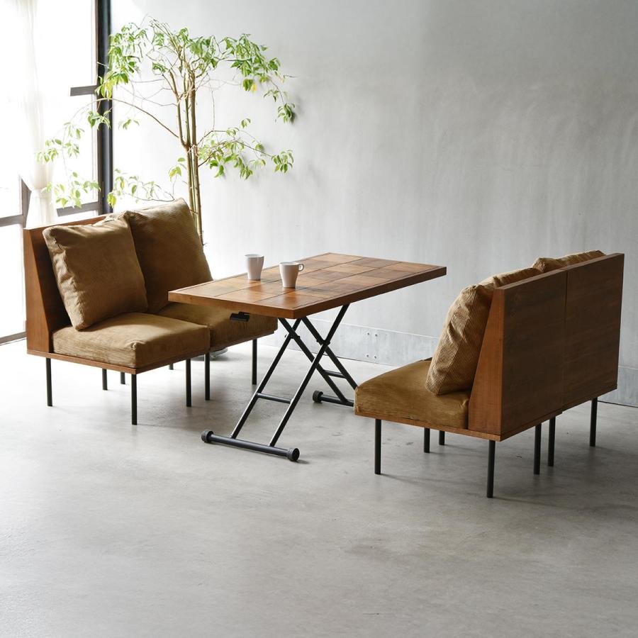 ダイニング5点セット ダイニングテーブル×ダイニングソファ 4人掛け 脚取り外し スチール脚 フロア キャンバス コーデュロイ ベージュ/グリーン/ブラウン | ブランド登録なし | 23