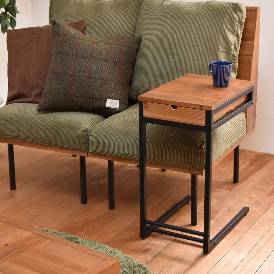 ソファーサイドテーブル 引き出し スチール脚 コの字 天然木 木目調 木製 infinite ブラウン 引出し 収納付き ヴィンテージ 北欧 モダン レトロ おしゃれ | ブランド登録なし | 16