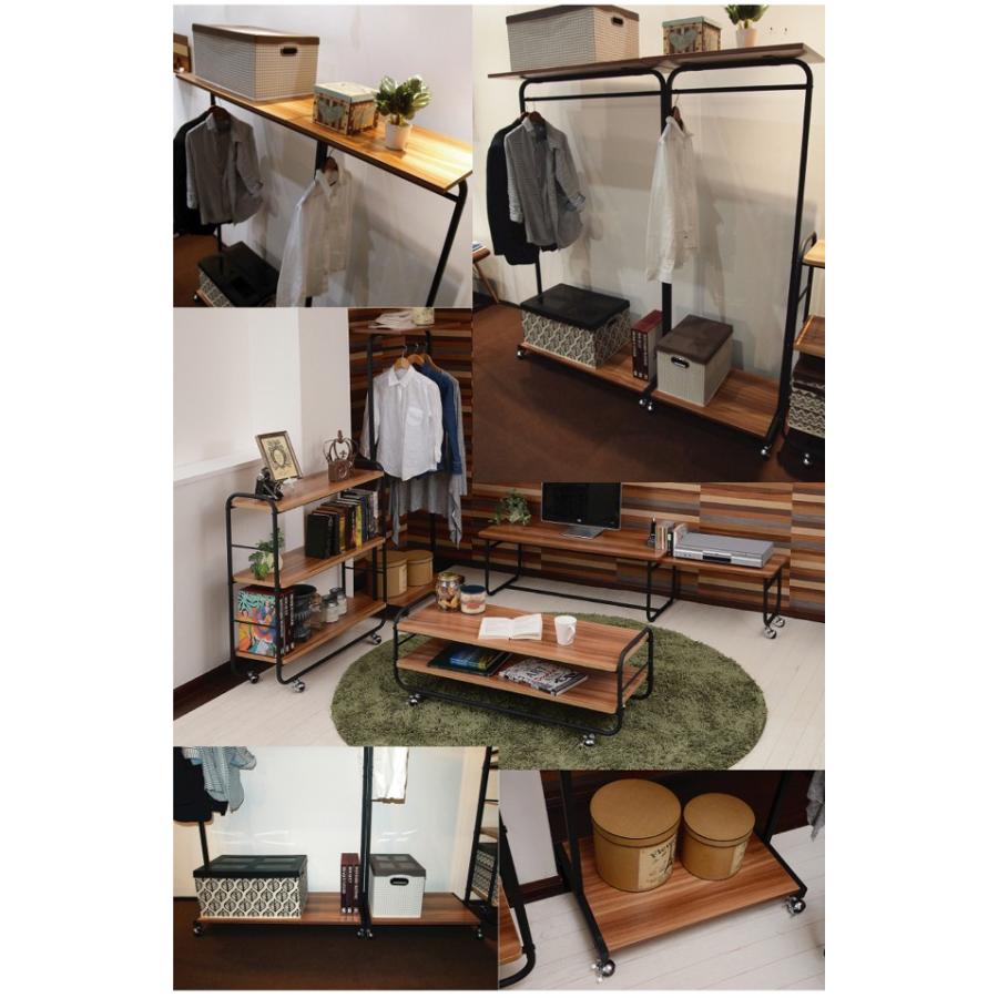 ハンガーラック幅90cm キャスター付きコートハンガー オープンラック 収納家具 洋服掛け 収納 衣類収納 シェルフ アイアン パイプ デザイン |  | 05