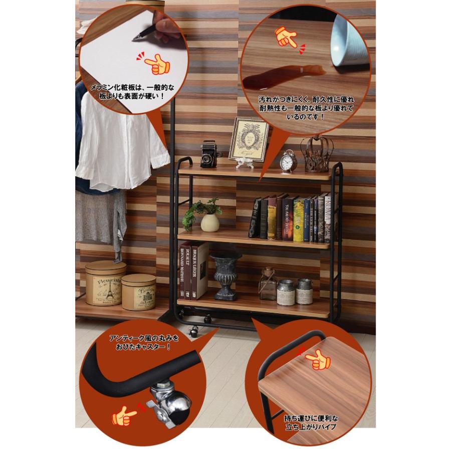 木製3段ラック ラック 木製 多目的ラック キャスター付き オープンシェルフ 棚 本棚 シェルフ 間仕切り ディスプレイ リビング |  | 03