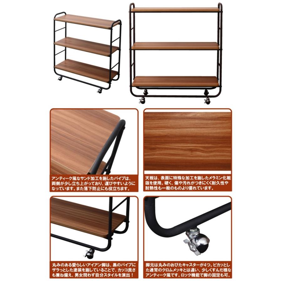 木製3段ラック ラック 木製 多目的ラック キャスター付き オープンシェルフ 棚 本棚 シェルフ 間仕切り ディスプレイ リビング |  | 04