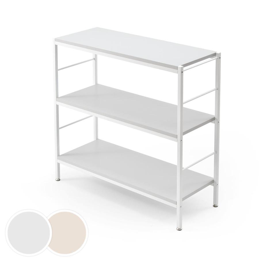 オープンラック 3段 幅90cm ローボード 収納棚 ベージュ ライトグレー 飾り棚 メラミン天板 シンプル おしゃれ 北欧 カントリー モダン レトロ 一人暮らし | ブランド登録なし | 21