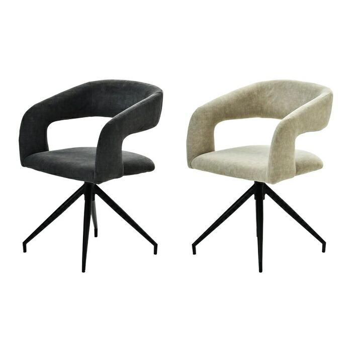 ラウンドチェア 回転機能付 肘掛付 ファブリック スチール脚 ベージュ グレー ダイニングチェア おしゃれ デザインチェア 布張り 高級感 北欧 モダン かっこいい | ブランド登録なし | 19