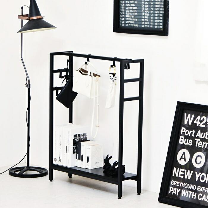 マルチ収納 フック付き 棚収納 ブラウン ナチュラル ホワイト ブラック かばん収納 バッグホルダー 木目柄 スリム 一人暮らし コート掛け ハンガーラック | ブランド登録なし | 11