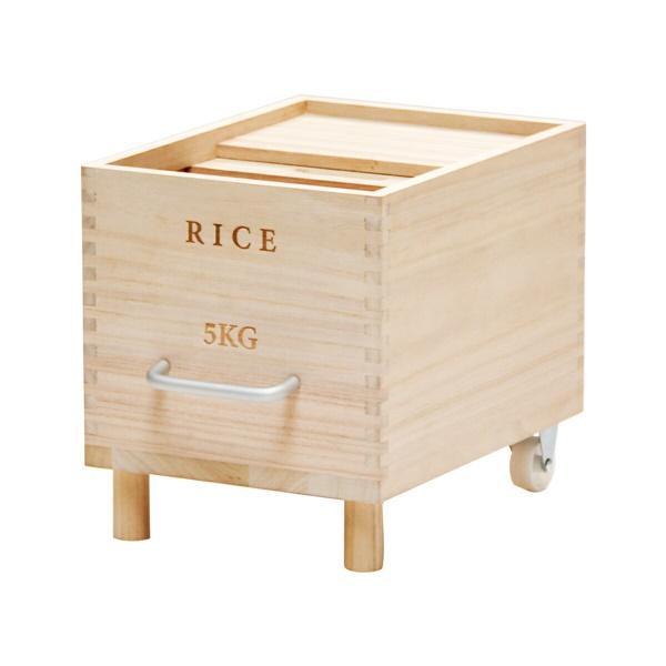 米びつ 5kg キャスター付き 木製 桐 ナチュラル Rice5kg 取っ手 軽量 調湿 防虫 保存容器 スライド 木 桐製 虫除け 乾湿調節 収納 桐材 和風 ライスストッカー | ブランド登録なし | 19