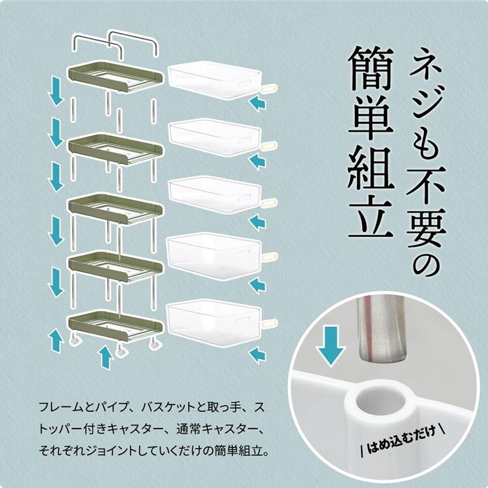 フェミニワゴン　5段 ONLS0134 リビング収納 キッチンワゴン キャスター付き 引き出し収納ボックス チェストワゴン 収納 |  | 12