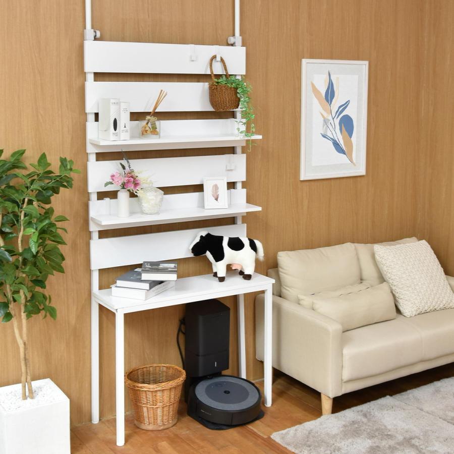 壁面収納ラック 幅80cm ウォールラック 突っ張り グレー ホワイト ライトブラウン 木製 壁面収納 省スペース コンパクト おしゃれ 北欧 モダン ナチュラル 白家 | ブランド登録なし | 18