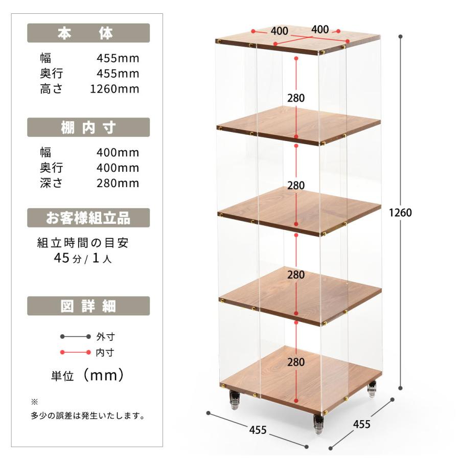 アクリルラック 5段 キャスター付き オープンラック クリア 透明 ナチュラル おしゃれ デザイン 北欧 シンプルモダン かわいい 飾り棚 見せる収納 ディスプレイ | ブランド登録なし | 19