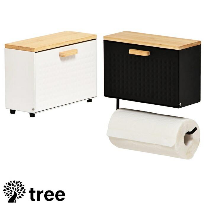 マグネットマルチストッカー ペーパーホルダー付き スチール製 ブラック ホワイト マグネット収納 キッチンペーパーホルダー キッチン収納 台所収納 黒 白 | ブランド登録なし | 19