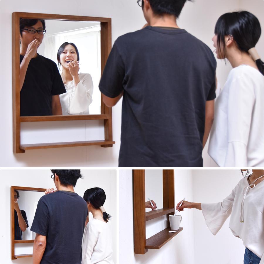 棚付き壁掛けミラー ミラー ヴィンテージ モダン 角型 木製 おしゃれ 鏡 壁掛け ミラー 棚付き鏡 収納棚付き鏡 収納付き ウォールミラー | ブランド登録なし | 16
