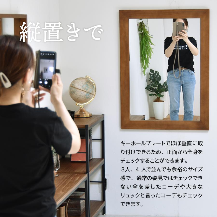 フラットフレーム壁掛けミラー ミラー ヴィンテージ モダン 角型 木製 おしゃれ 鏡 木製フレーム 横長 縦長 縦横両用 木製フレームミラー 木製 桐製 | ブランド登録なし | 05