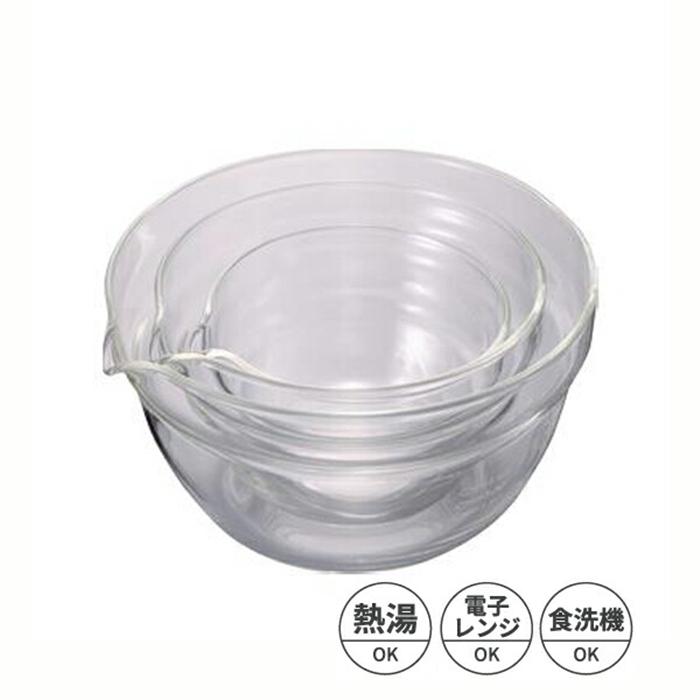 片口ボール3個セット ボウル 耐熱ガラス キッチンツール 調理用品 調理器具 調理グッズ | 