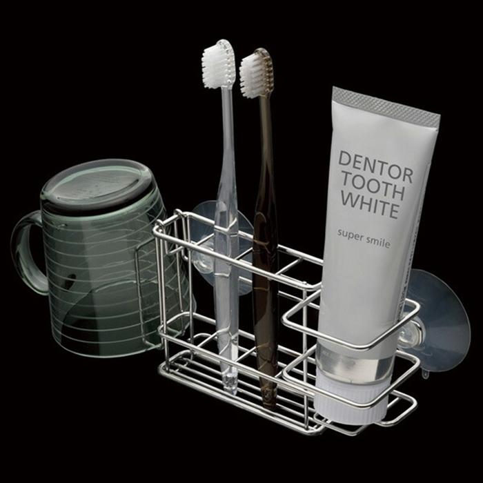 ステンレス歯ブラシホルダースリム（吸盤）  ハブラシホルダー 4本 洗面台 コップ |  | 03