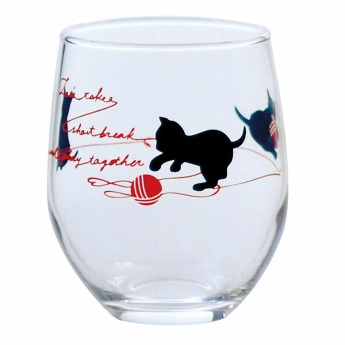 わたしとねこ フリーグラス ねこ（赤）295mL コップ グラス おしゃれ | 