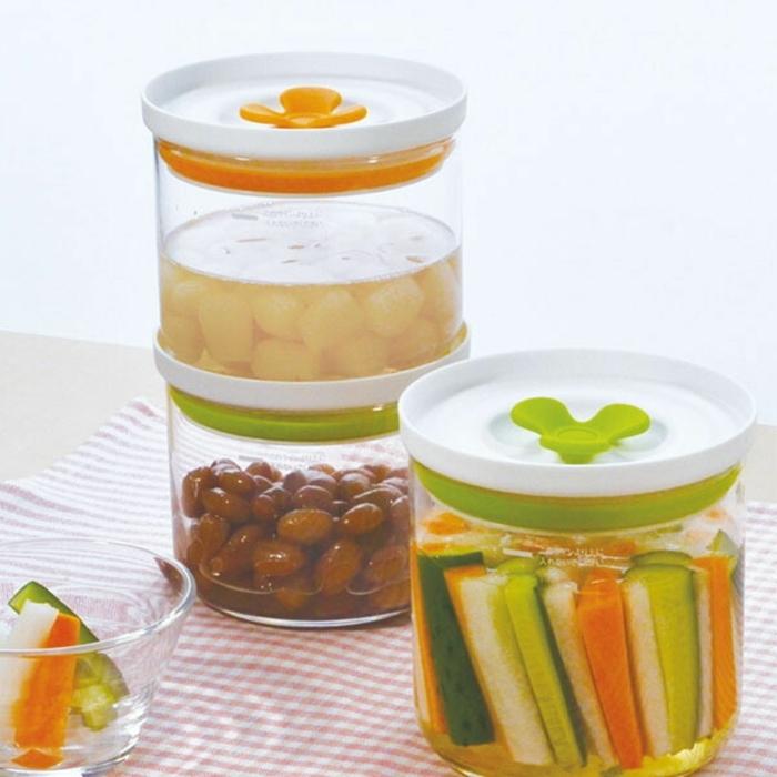 キッチンデリ キーパーＳ オリーブグリーン 保存容器 キャニスター ガラス容器 保存ビン ガラス保存容器 |  | 01