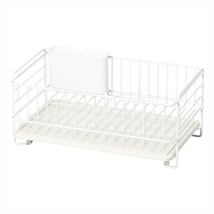 スキット 珪藻土トレー水切りバスケットスリム ホワイト 水切りラック ディッシュラック おしゃれ キッチン雑貨 水回り 水切りカゴ 珪藻土 | 