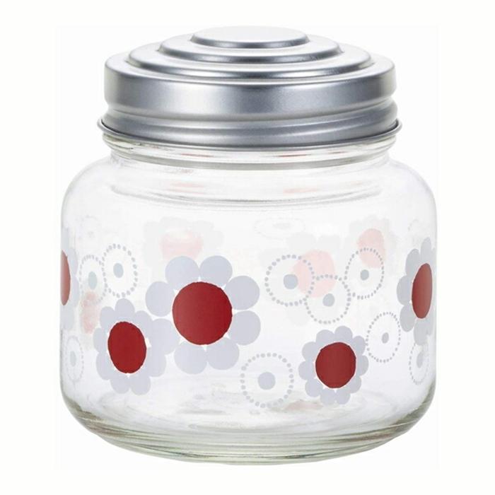 アデリア レトロ ボンボン入れ ミニ 花まわし 保存容器 キャニスター ガラス容器 保存ビン ガラス保存容器 | 