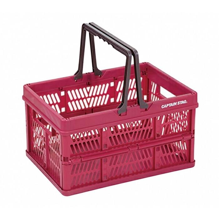 取ッ手付FDコンテナＭ レッド アウトドア キャンプ用品 屋外 レジャーソロキャンプ バーベキュー コンパクト収納 | 