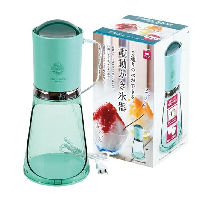 クールリッチ ツーウェイ電動アイスシュエーバー ミントグリーン バラ氷 かき氷機 かき氷器 製氷カップ | 