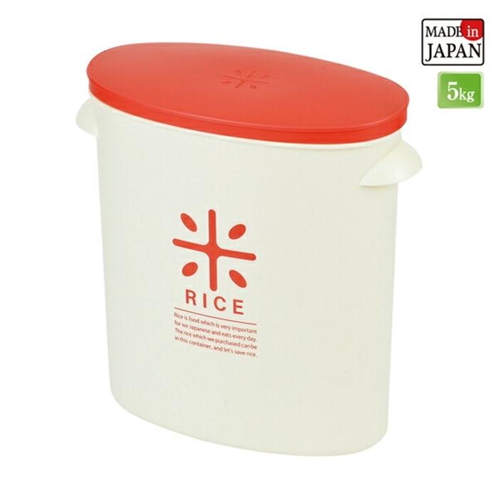 RICE お米袋のままストック5kg用 レッド 米びつ 米櫃 おしゃれ 保存容器 コンパクト | 