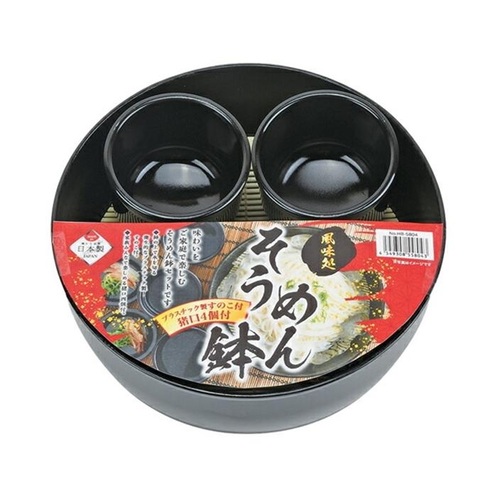 風味処 そうめん鉢・猪口4個セット(PCすのこ付) 日本製 盛鉢 桶 つゆカップ そば猪口 素麺 そうめん 蕎麦用 そば用 食器 シンプル |  | 02