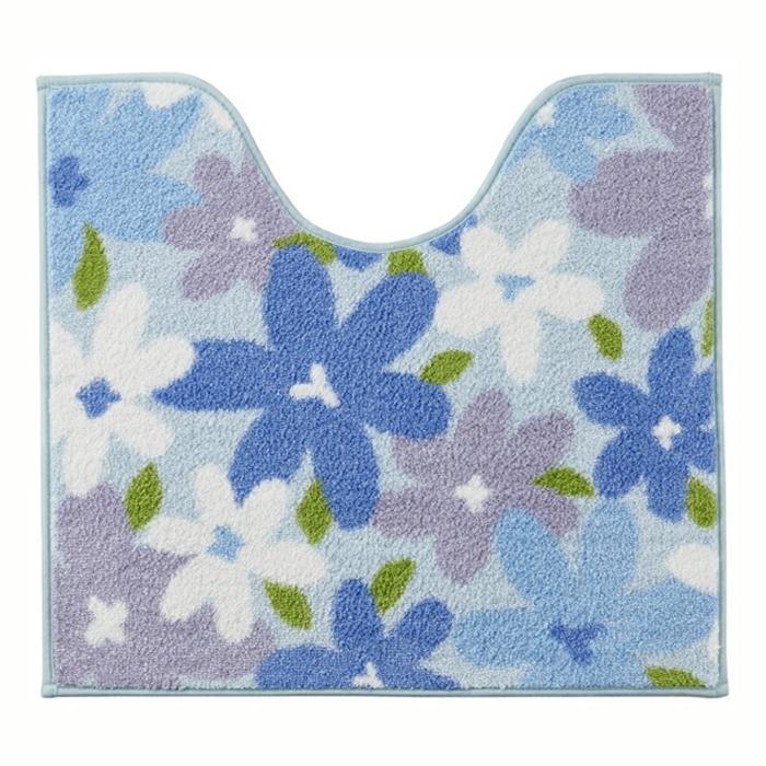 アクアフィール アントス足元マット ブルー マット トイレマット トイレタリー おしゃれ シンプル 花柄 洗える すべり止め加工 | 