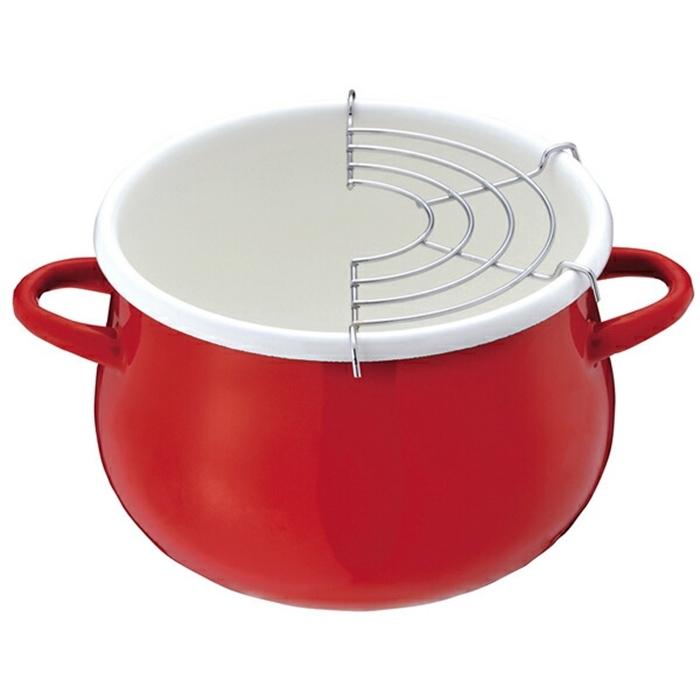 プチクック ホーロー天ぷら鍋16cm レッド 揚げ鍋 揚げ物鍋 揚鍋 天婦羅鍋 両手フライ鍋 鍋 なべ 調理器具 料理道具 キッチン用品 台所用品 | 