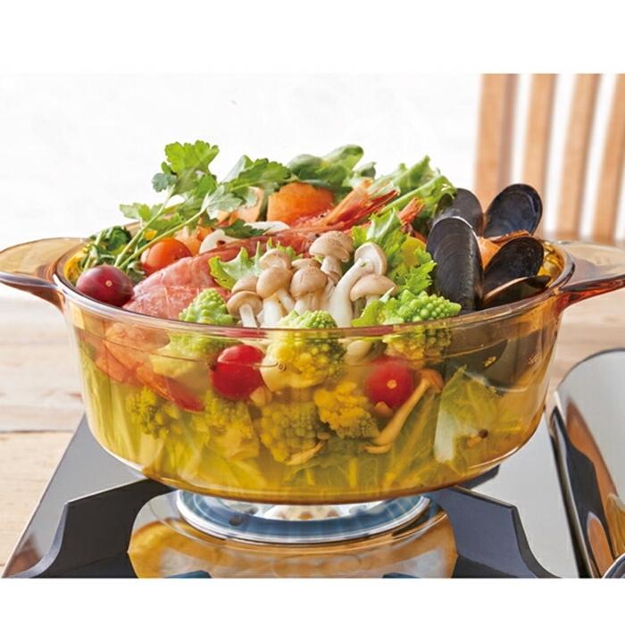 VISIONS 中が見える卓上鍋24cm なべ 両手鍋 お鍋 キッチン おしゃれ ガラス製 超耐熱ガラス |  | 01