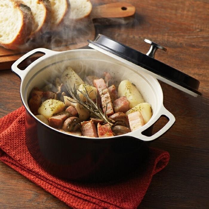 無水調理ができるセラミック加工IH対応両手鍋18cm ブラック お鍋 キッチン おしゃれ アルミニウム合金 |  | 03