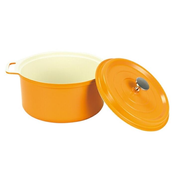 無水調理ができるセラミック加工IH対応両手鍋20cm イエロー お鍋 キッチン おしゃれ アルミニウム合金 |  | 03