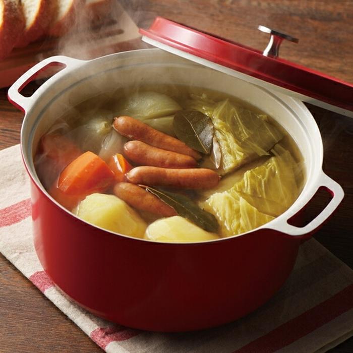 無水調理ができるセラミック加工IH対応両手鍋22cm レッド お鍋 キッチン おしゃれ アルミニウム合金 |  | 03