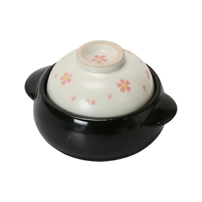 蓋が取り皿になる一人用土鍋 さくら レンゲ付 小さい土鍋 プチ土鍋 おしゃれ どなべ | 