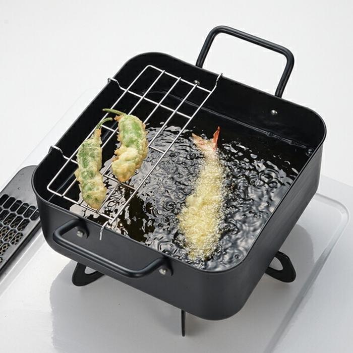 広く使えるスクエア天ぷら鍋20cm 揚げ鍋 揚げ物鍋 揚鍋 天婦羅鍋 両手フライ鍋 鍋 なべ 調理器具 料理道具 キッチン用品 台所用品 |  | 02