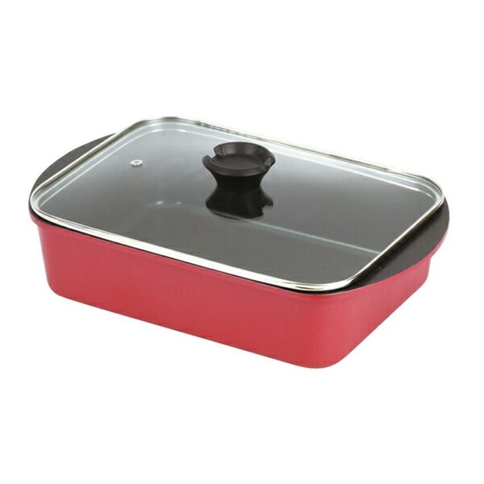 ステイドリーム ふっ素加工IH対応ガラス蓋付角型卓上鍋29ｘ21cm 調理器具 料理道具 キッチン用品 台所用品 | 