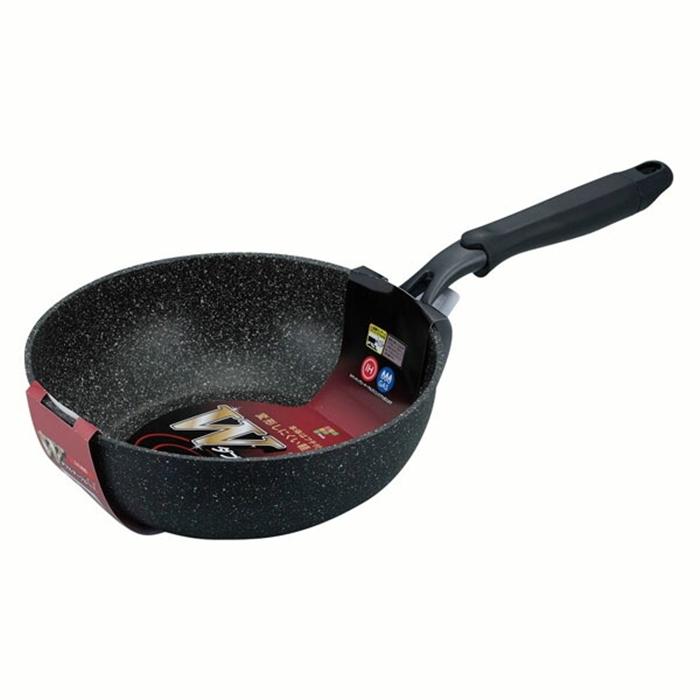 ダブルマーブルα IH対応ディープパン24cm 焼き物 炒め物 キッチン おしゃれ 調理器具 アルミニウム合金 ふっ素樹脂加工 | 