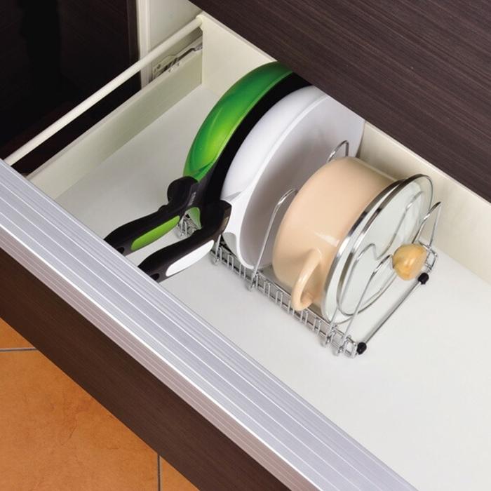 キッチンストレージ 引き出し用鍋・フライパンラック 鍋ふたスタンド フライパンスタンド シンク下収納ラック フライパン収納 鍋ラック なべふたホルダー | 