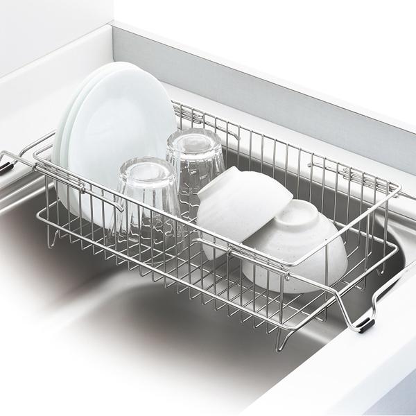 アットアクア ステンレス製シンクスライド式水切りバスケット 水切り 水切りかご 水切りトレー キッチン収納 家事 スリム シンク シンク横 流し台 |  | 01