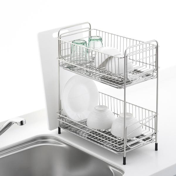 アットアクア ステンレス製水切りラック2段 スリム 水切り 水切りかご 水切りトレー キッチン収納 家事 スリム シンク シンク横 流し台 |  | 02