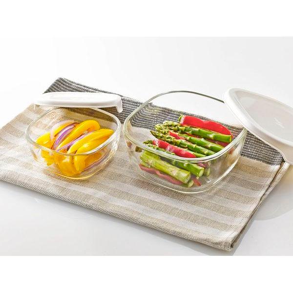 スタッキング耐熱ガラスコンテナ Ｓ 3個セット 電子レンジ可 食洗器対応 角型保存容器 キッチン 調理器具 |  | 03