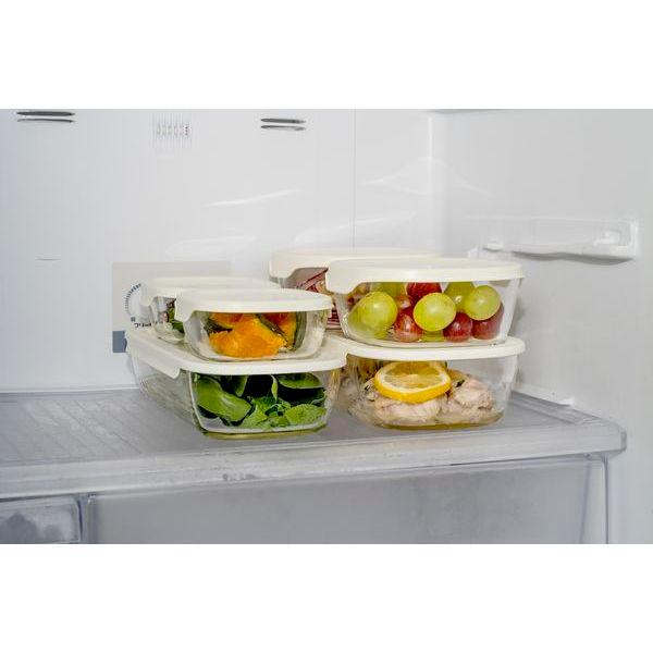 スタッキング耐熱ガラスコンテナ 6個セット 電子レンジ可 食洗器対応 角型保存容器 キッチン 調理器具 |  | 02