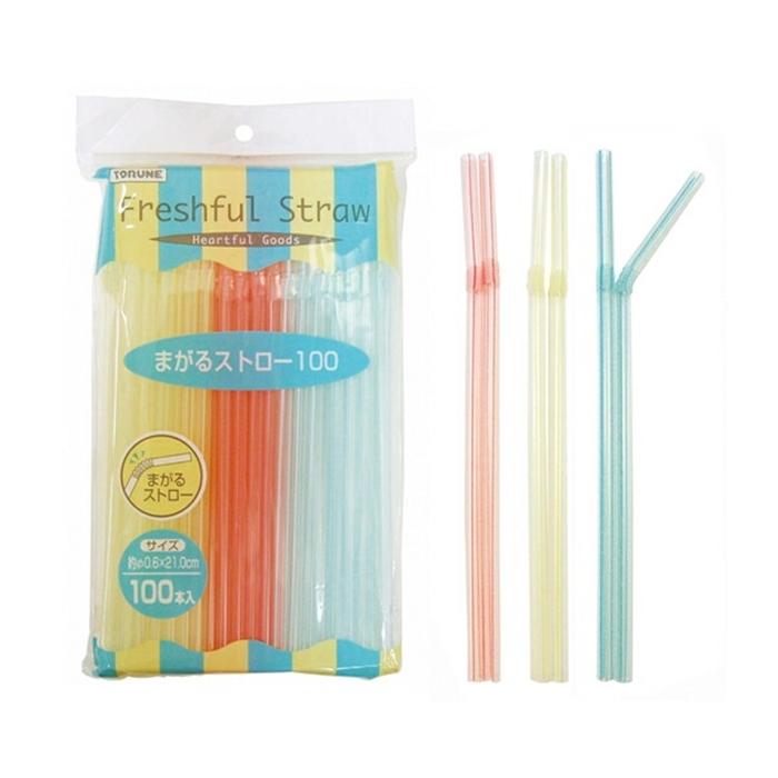 まがるストロー 100本入 使い捨てストロー キャンプ バーベキュー レジャー パーティー ロング | 