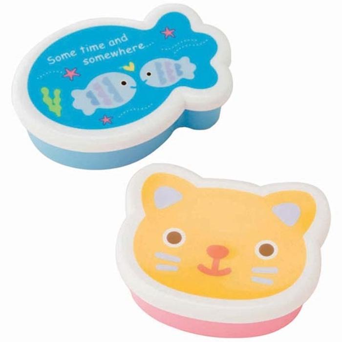 フタ付ライスカップ ねことさかな 2個入 キャラ弁 キャラ弁グッズ デコ弁 抜き型 おにぎり型 お弁当グッズ ごはん ご飯 おにぎり | 