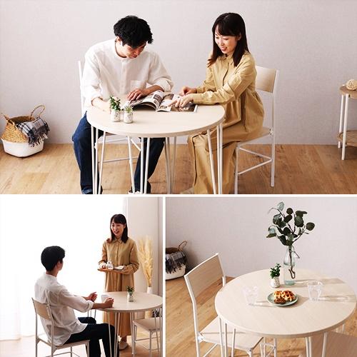 ダイニング3点セット 円形 ラウンド ダイニングテーブルセット 二人掛け 二人用 カフェテーブル ホワイトオーク 北欧 フレンチ カントリー おしゃれ かわいい |  | 09