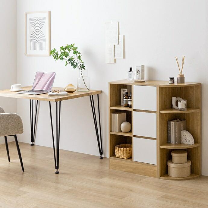 引出付きキャビネット 幅60 サイドラック 飾り棚 木製 ディスプレイ棚 オープンラック 書斎 書棚 リビングラック サイドキャビネット おしゃれ 北欧 カントリー | ブランド登録なし | 14