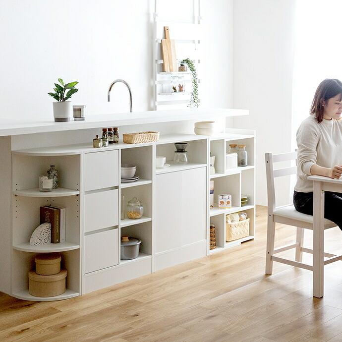 引出付きキャビネット 幅60 サイドラック 飾り棚 木製 ディスプレイ棚 オープンラック 書斎 書棚 リビングラック サイドキャビネット おしゃれ 北欧 カントリー | ブランド登録なし | 15