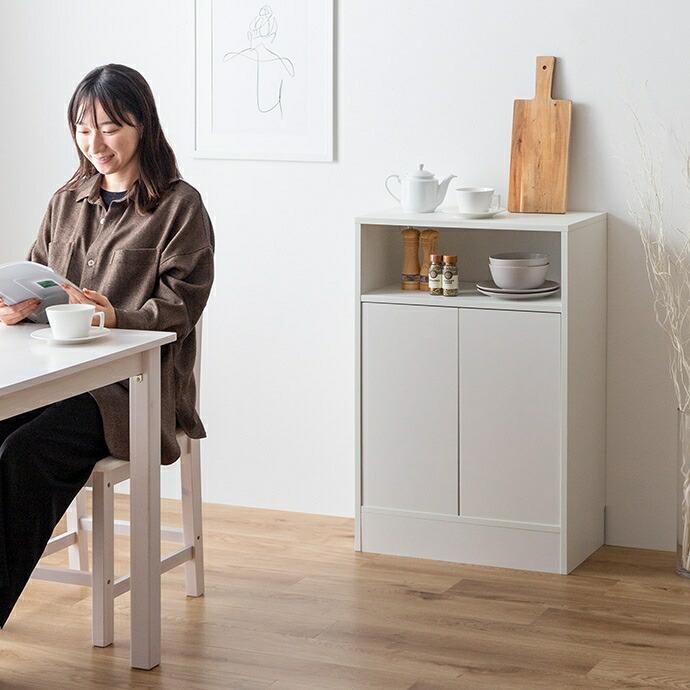 キャビネット 幅55 サイドラック 木製 書斎 書棚 リビングラック サイドキャビネット リビング収納 おしゃれ 北欧 カントリー 扉収納 隠す収納 電話台 FAX台 | ブランド登録なし | 12