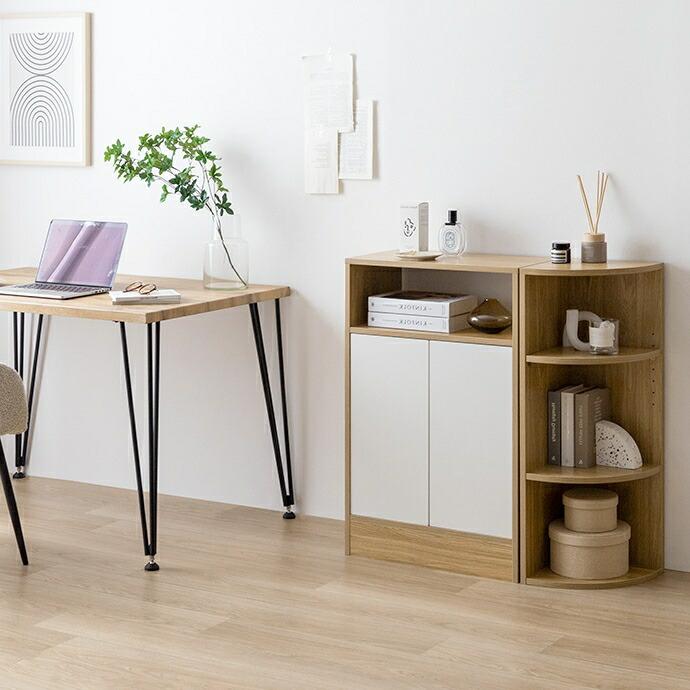 キャビネット 幅55 サイドラック 木製 書斎 書棚 リビングラック サイドキャビネット リビング収納 おしゃれ 北欧 カントリー 扉収納 隠す収納 電話台 FAX台 | ブランド登録なし | 14