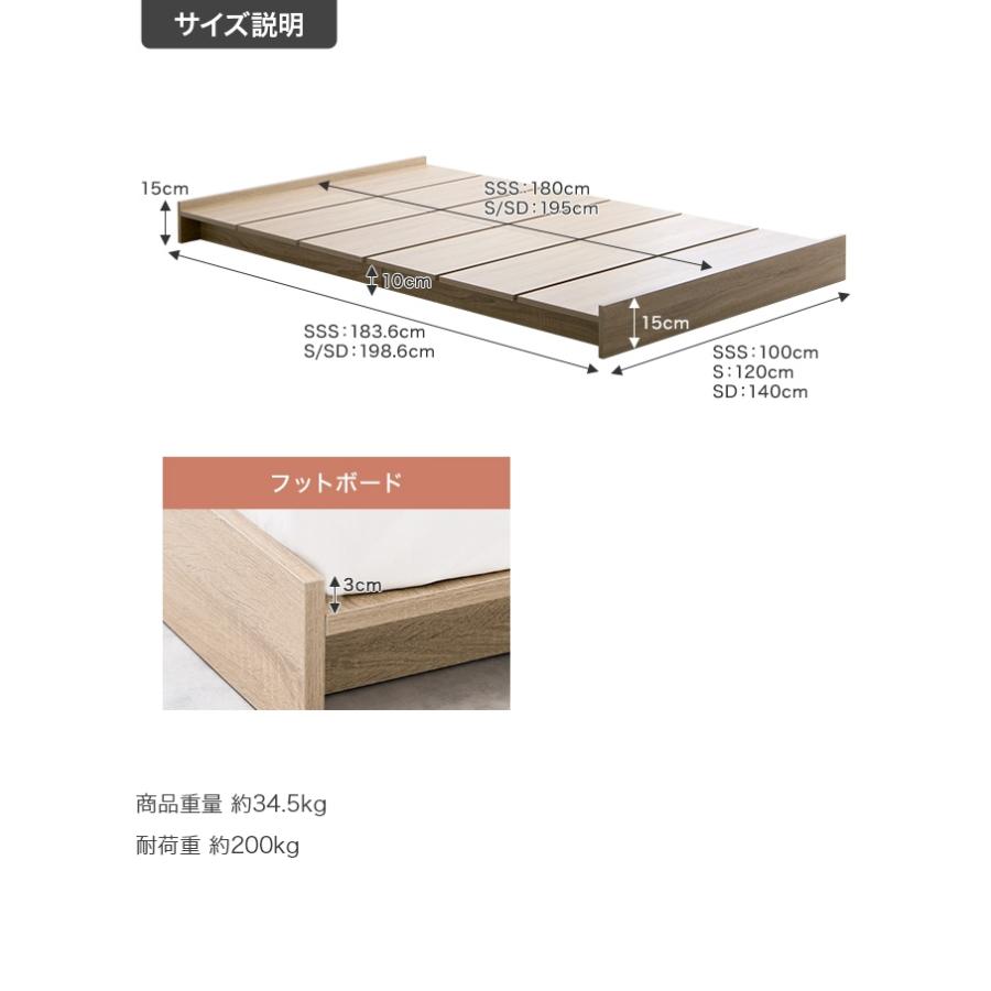 幅広すのこローベッド セミシングル ショート マットレス付き 木製 フロアベッド ボンネルマットレス付き 省スペース ナチュラル ホワイト ブラウン ヘッドレス | ブランド登録なし | 10