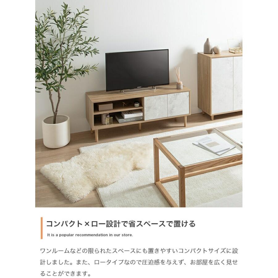 バイカラーテレビボード 幅110cm 天然木 テレビ台 ローボード TV台 TVボード 木製 おしゃれ 北欧 カントリー シンプルモダン ナチュラル 石目柄 ストーン柄 デザ | ブランド登録なし | 10